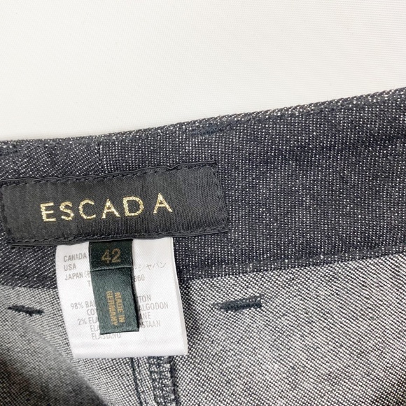 Escada Embroidered Beaded Black Denim Wide Leg Pant 42 - Picture 9 of 10